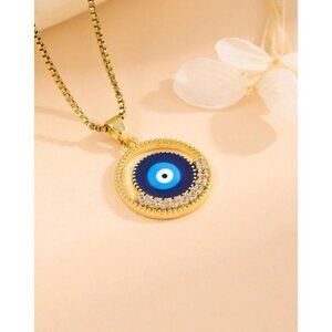 Beautiful Gold Blue Stainless Steel Necklace